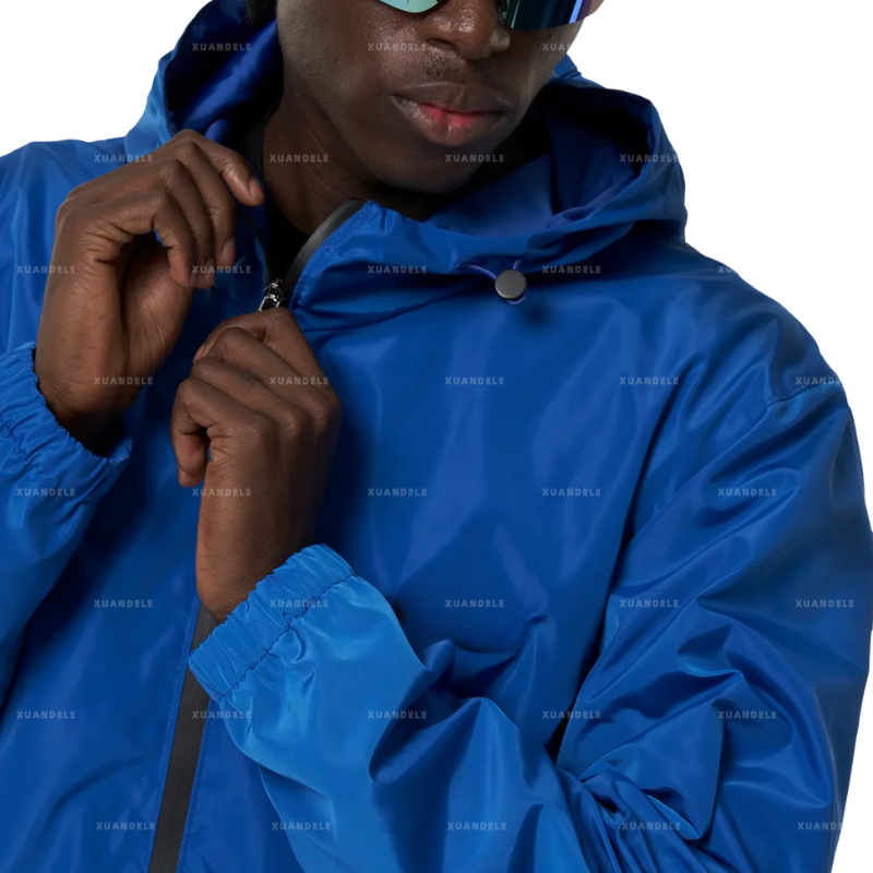 Wholesale Men's Waterproof Autumn Outdoor Hiking Windbreaker Solid Color Nylon Water-Resistant Vintage Zip Hooded Anorak Jacket