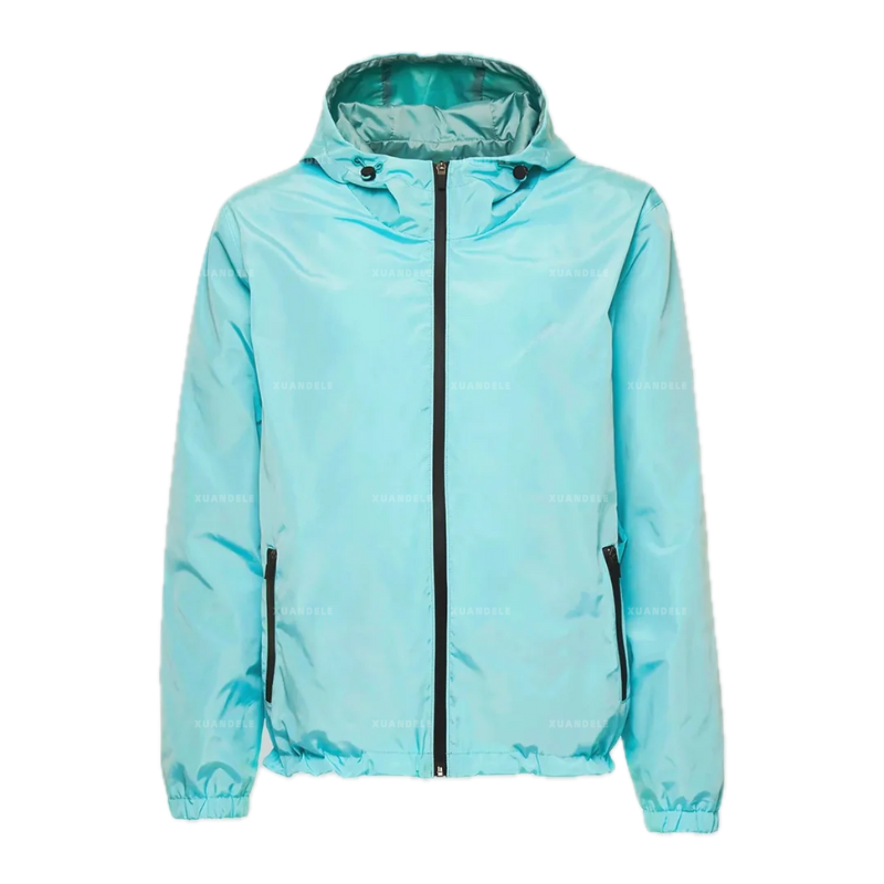 Wholesale Men's Waterproof Autumn Outdoor Hiking Windbreaker Solid Color Nylon Water-Resistant Vintage Zip Hooded Anorak Jacket