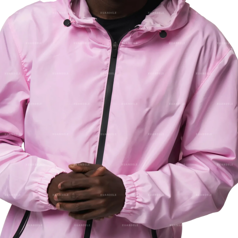 Wholesale Men's Waterproof Autumn Outdoor Hiking Windbreaker Solid Color Nylon Water-Resistant Vintage Zip Hooded Anorak Jacket