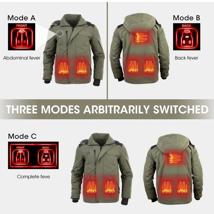 best selling High quality Custom Outdoor Waterproof Hiking Ski Softshell Hood Clothing Men's Heated Jackets