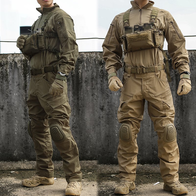 Emersongear Solid Color E4 Outdoor Ripstop Tactical Suit Clothing Set Work Combat Shirt Pants Training Tactical Uniforms Suit