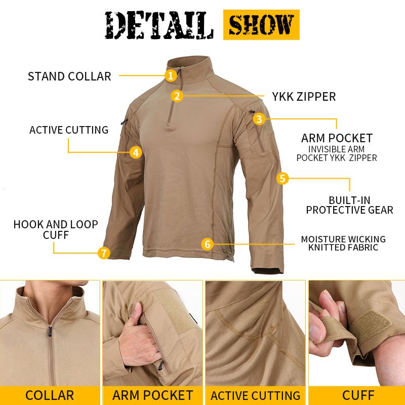 Emersongear Solid Color E4 Outdoor Ripstop Tactical Suit Clothing Set Work Combat Shirt Pants Training Tactical Uniforms Suit