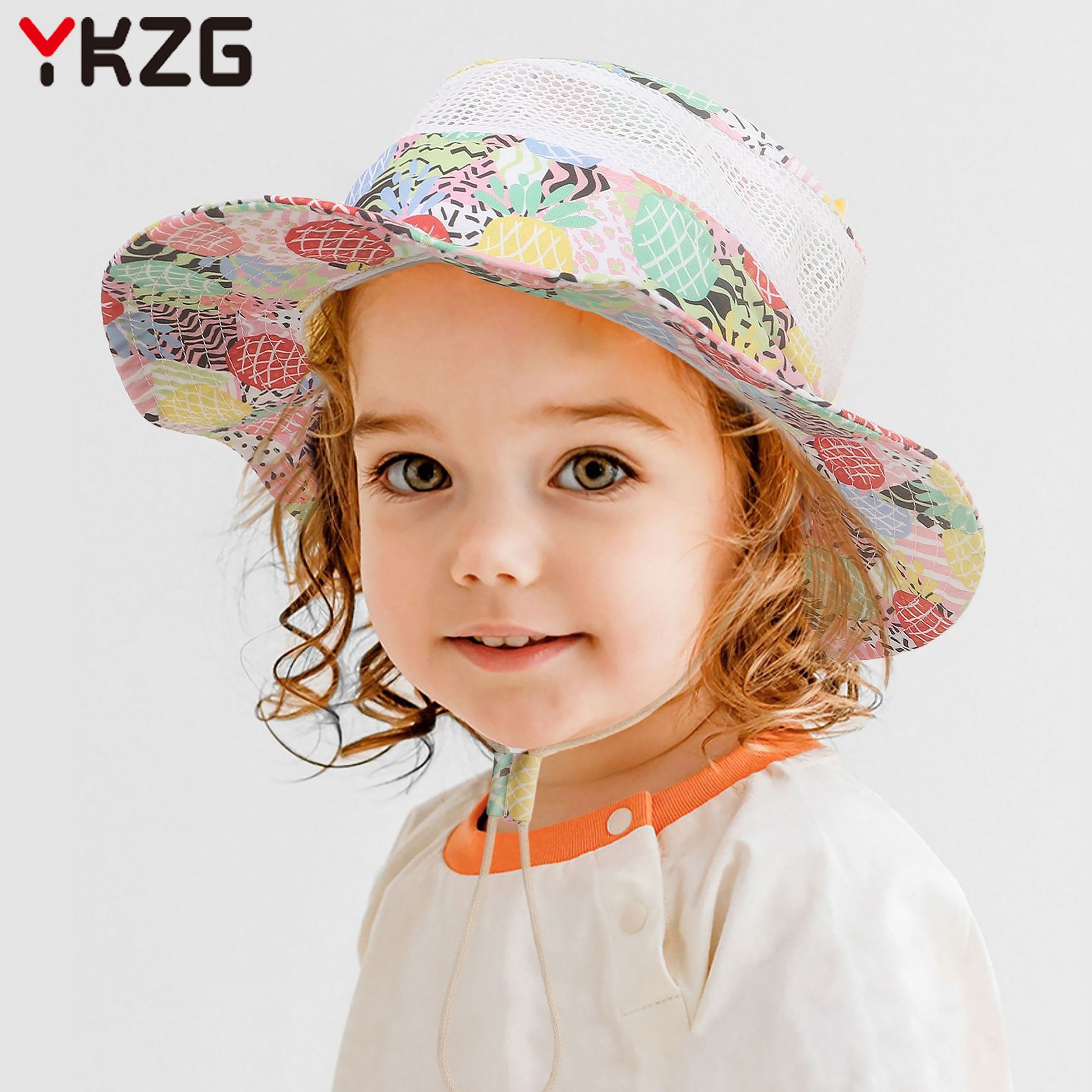 High Quality Children's Summer Bucket Hat Breathable Mesh with Sunshade and Animal Print for Outdoor Sun Protection