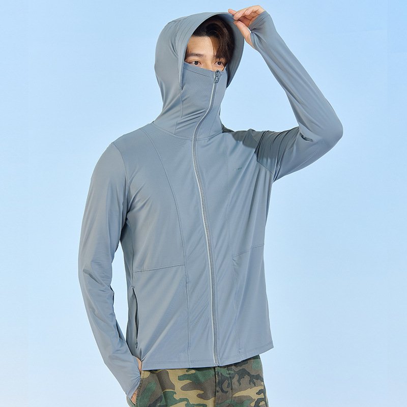 New summer outdoor hiking sunscreen clothing sports leisure hooded ice silk ultra-thin fitness yoga clothing