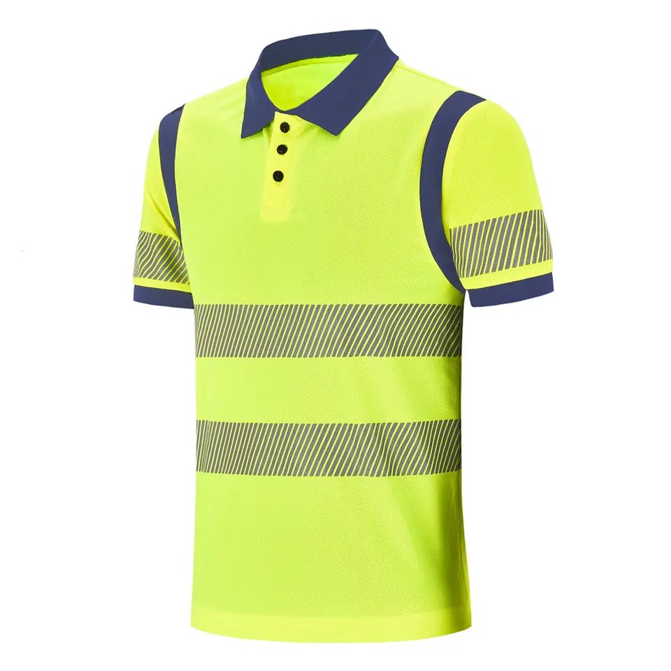 Breathable Jersey Reflective Work Wear Tee Shirt Mining Construction Cleaner Travel Hiking Safety Quick Dry Hi Vis Polo Shirts