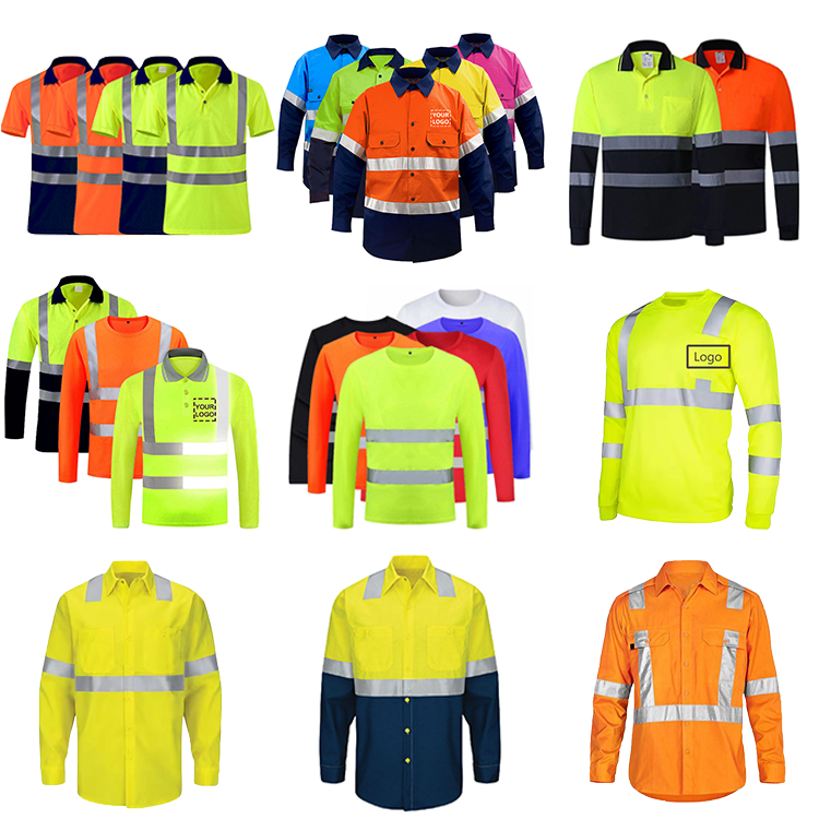 Breathable Jersey Reflective Work Wear Tee Shirt Mining Construction Cleaner Travel Hiking Safety Quick Dry Hi Vis Polo Shirts