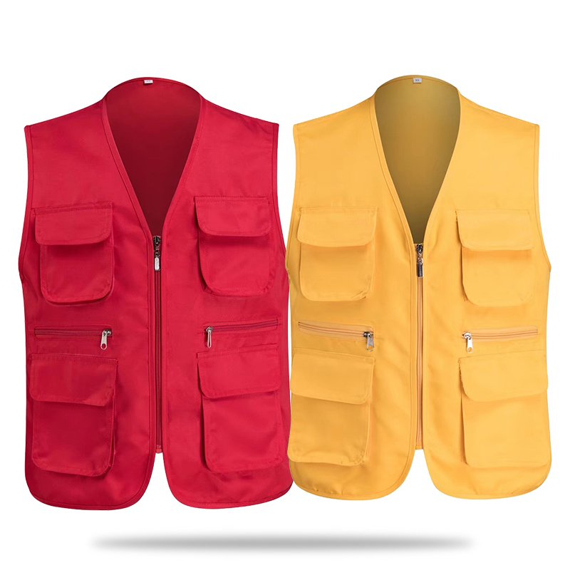 Custom Polyester Fishing Hiking Journalist Hunting Camera man Vest Men's Multi Pockets Waistcoat Vest