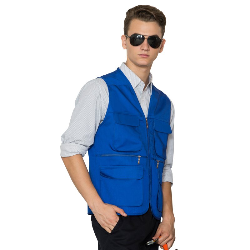 Custom Polyester Fishing Hiking Journalist Hunting Camera man Vest Men's Multi Pockets Waistcoat Vest