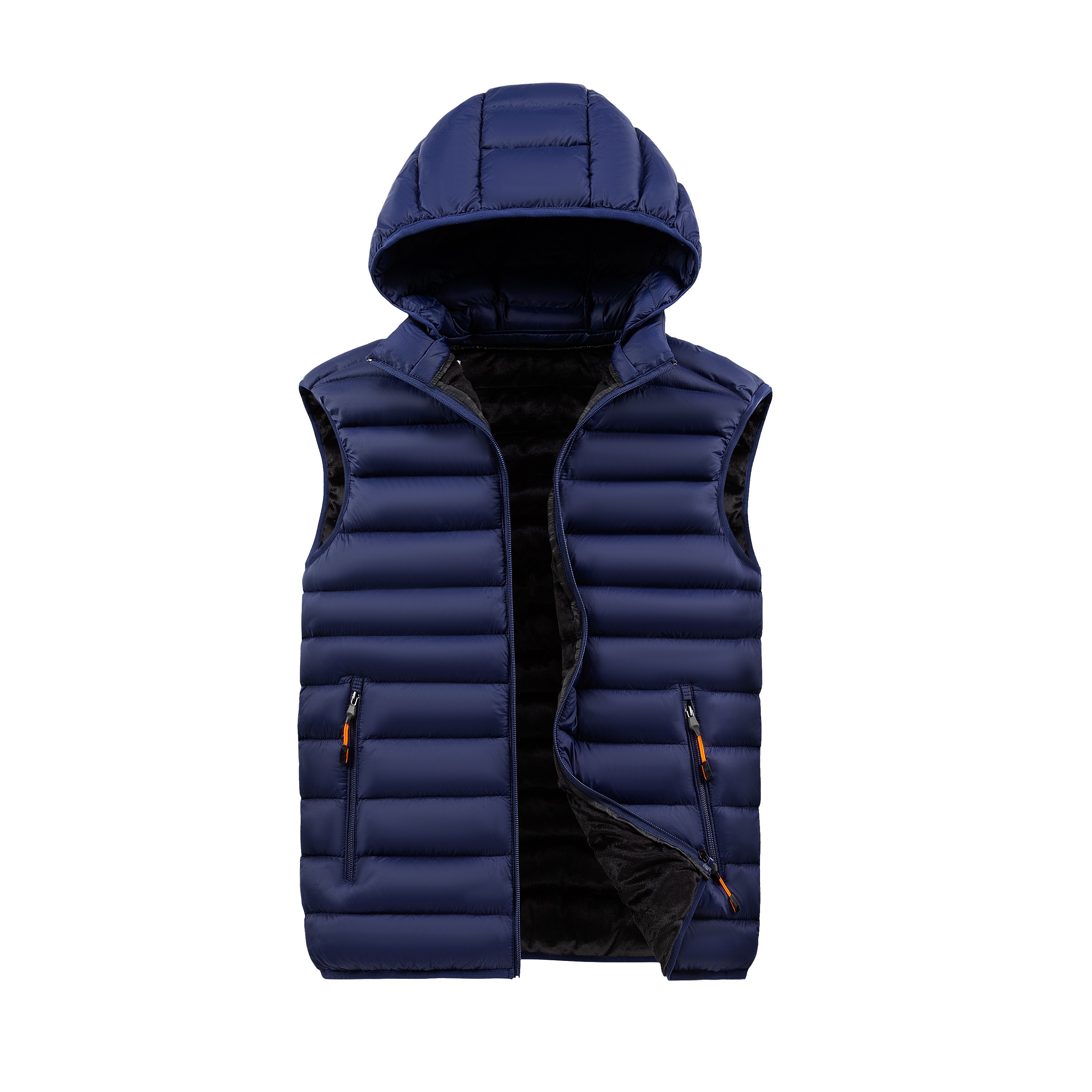 Custom Logo Lightweight Solid Color Vest Waterproof Zipper Coat Quilted Hooded Cotton Puffer Vest Jacket