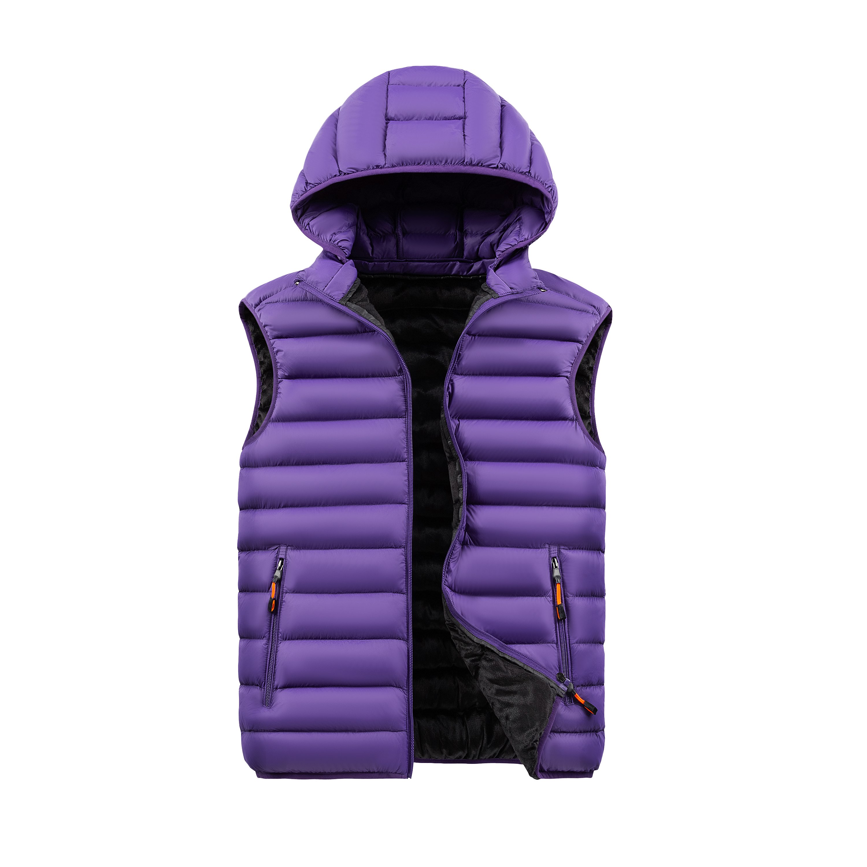 Custom Logo Lightweight Solid Color Vest Waterproof Zipper Coat Quilted Hooded Cotton Puffer Vest Jacket