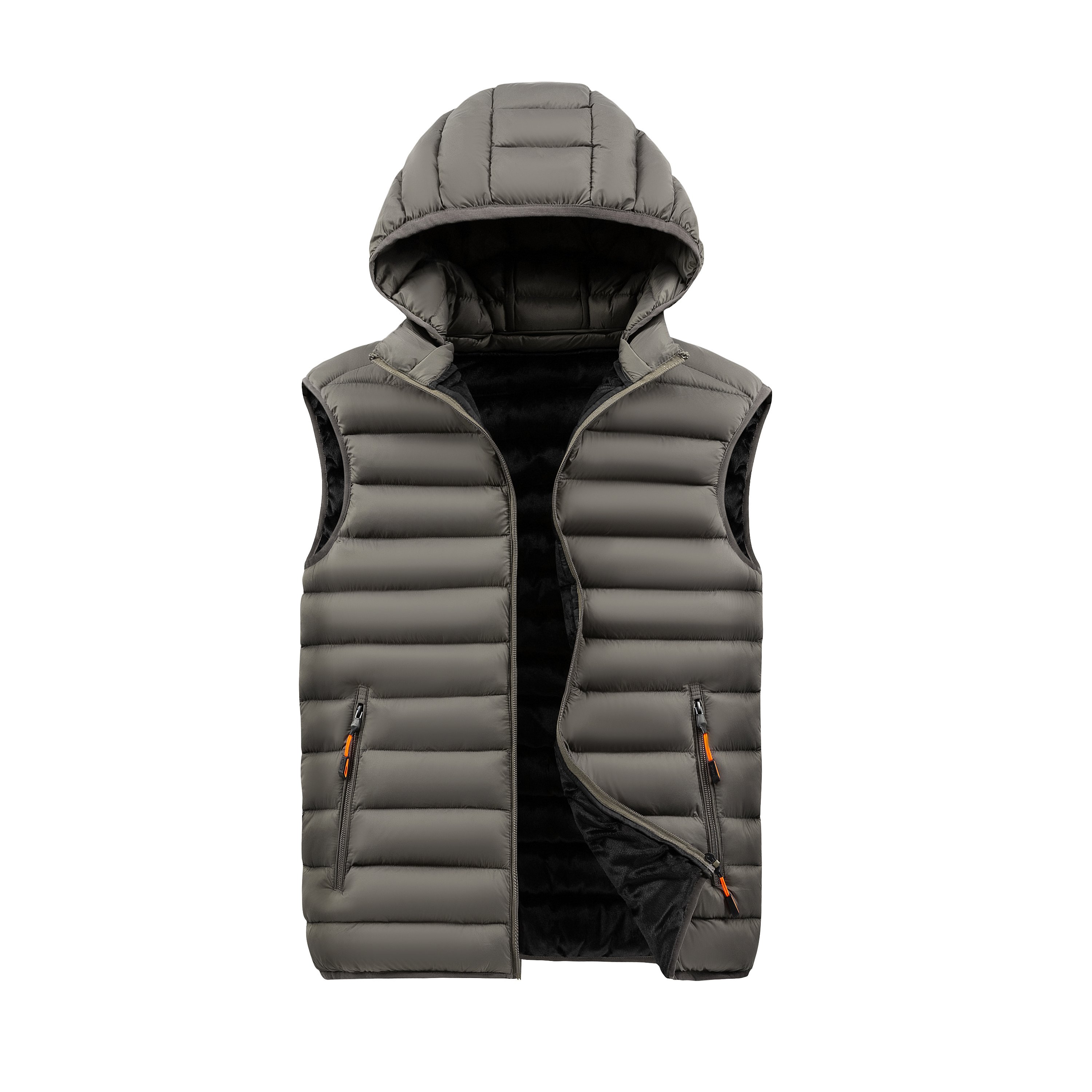 Custom Logo Lightweight Solid Color Vest Waterproof Zipper Coat Quilted Hooded Cotton Puffer Vest Jacket
