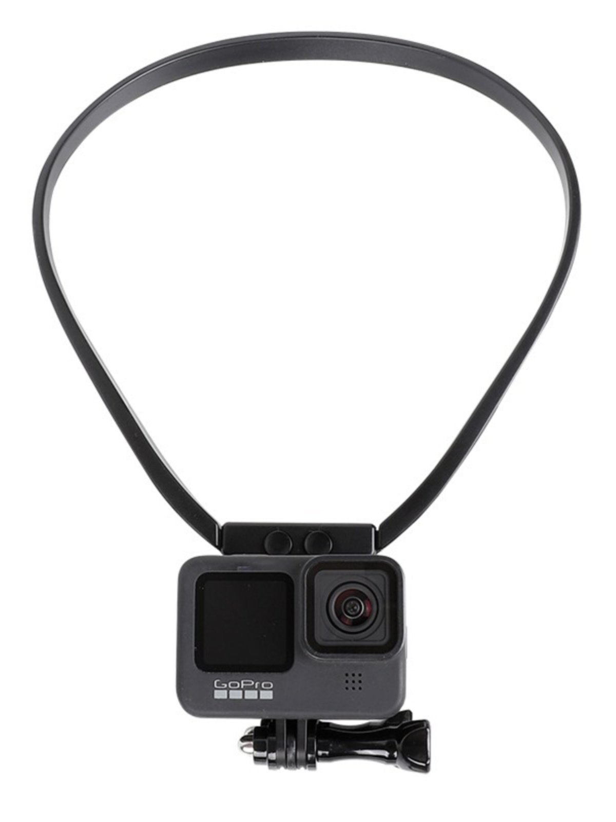 application of the gopro sports camera's first person to mount a walk-by to shoot an outdoor live air shelf on a chest phone