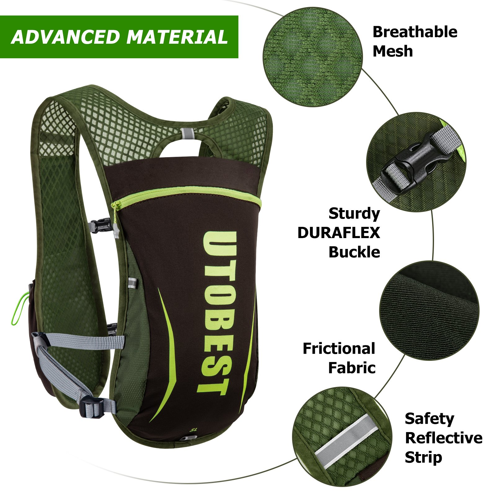 UTOBEST Customized 5L Lightweight Hiking Backpack Vest Bag With Hydration System For Men And Women