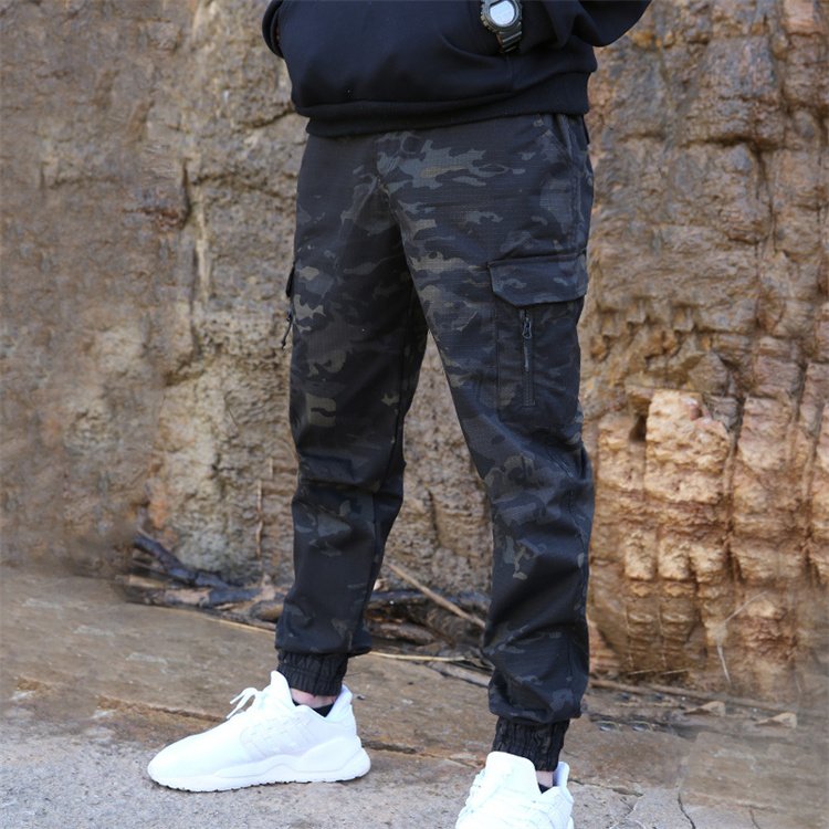 LH Men's Waterproof Rib Stop Tactical Pants Fans Combat Hiking Hunting Multi Pockets Worker Cargo Pant Trousers