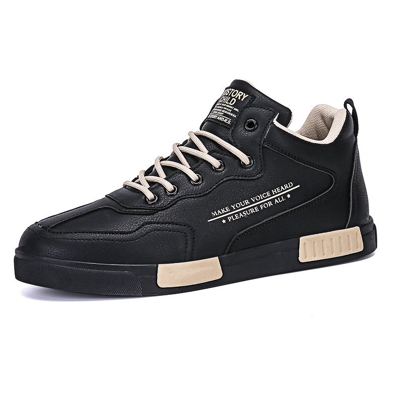 2024 new fashion men's PU leather casual board shoes soft soles comfortable non-slip men's work shoes casual outdoor shoes