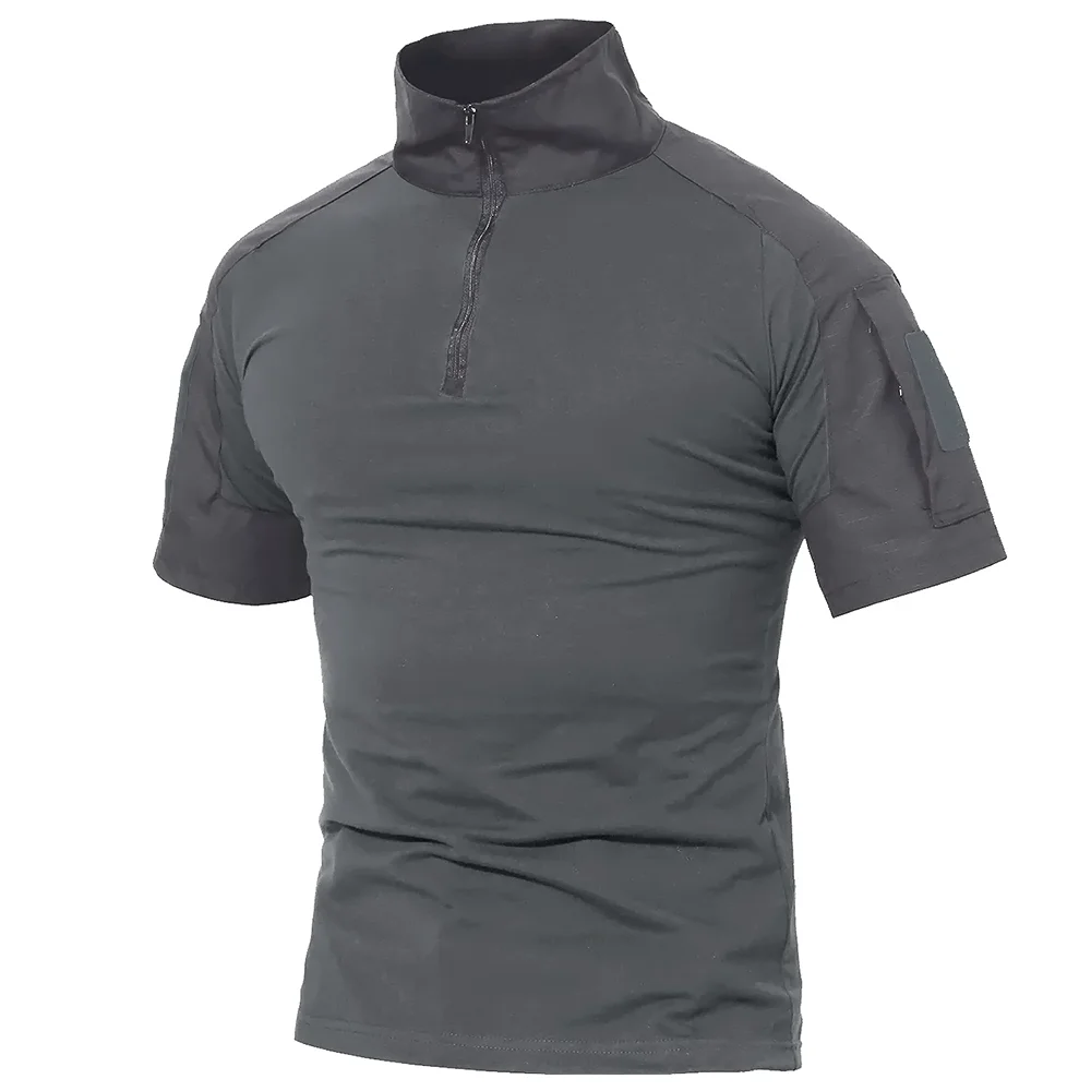 Custom Mens T-Shirts With Zipper Pockets Summer Outdoor Short Sleeve Tee Shirts Hiking Work Clothing Uniforms Tactical Shirt