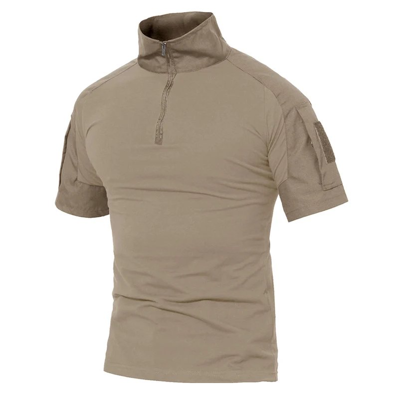 Custom Mens T-Shirts With Zipper Pockets Summer Outdoor Short Sleeve Tee Shirts Hiking Work Clothing Uniforms Tactical Shirt