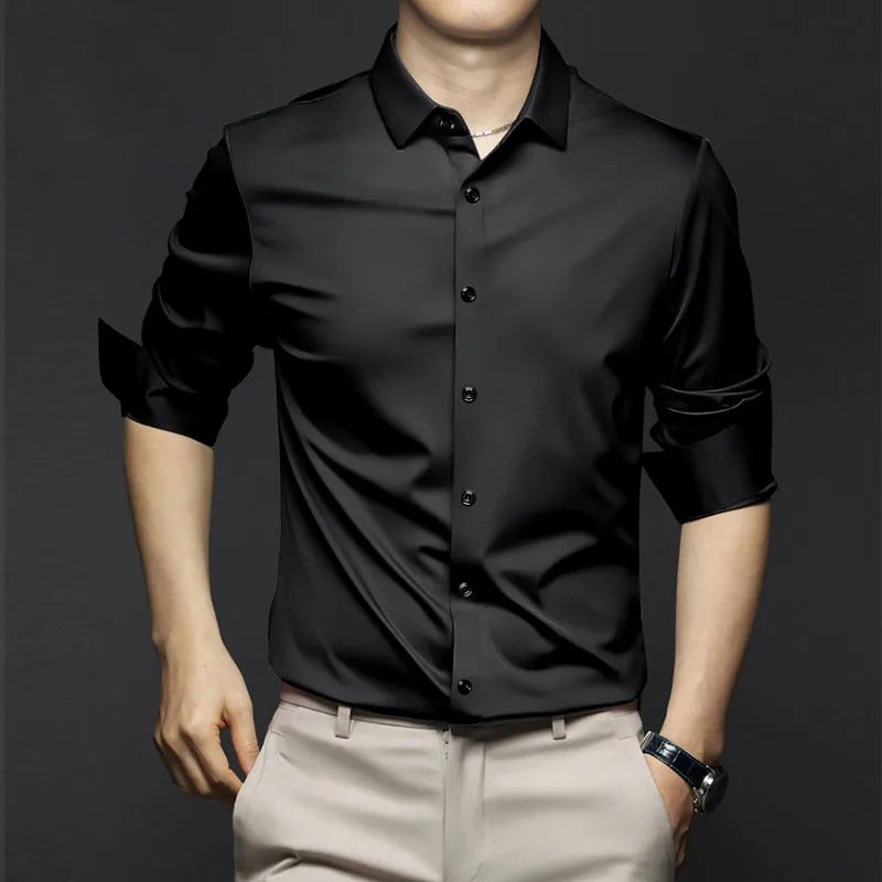 White Shirt Men's Long-sleeved High-grade Business Dress Spring and Autumn New Wrinkle-free Black Casual