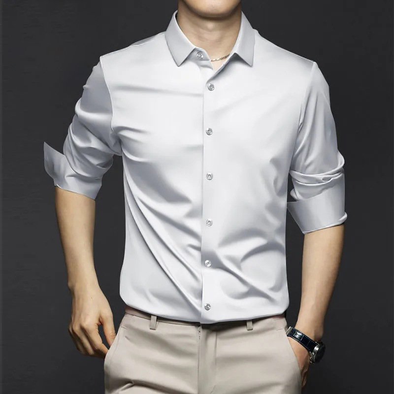 White Shirt Men's Long-sleeved High-grade Business Dress Spring and Autumn New Wrinkle-free Black Casual