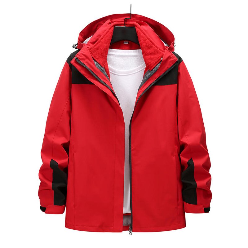 Outdoor Hiking Snow Ski Clothing Men Polar Fleece Jacket Waterproof Windproof Detachable 3 In 1 Winter Zip Up Jacket