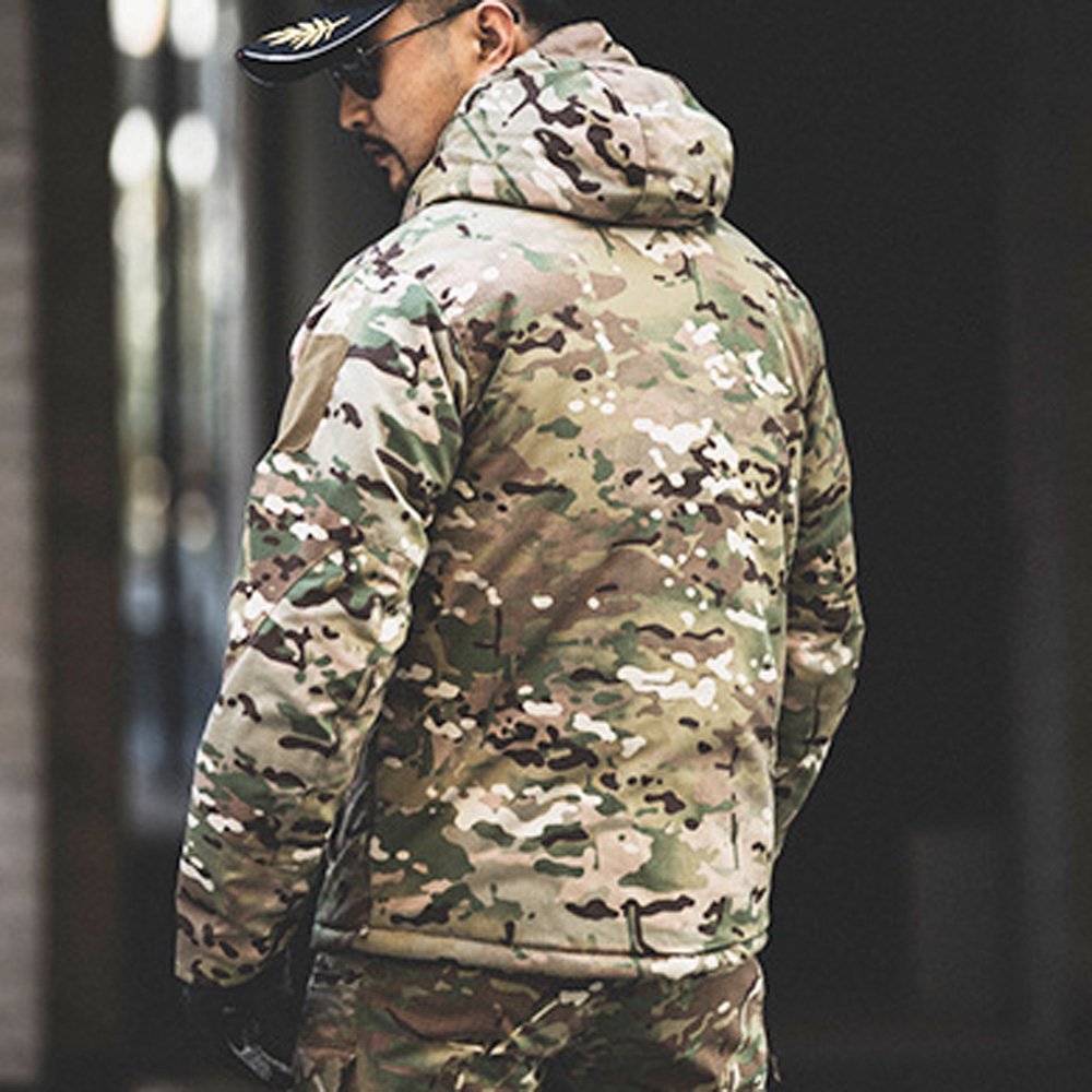Men's Hunting M65 Tactical Jacket Waterproof Softshell Fleece Lined Cotton Clothing Camouflage Outdoor Hiking Fishing Coat