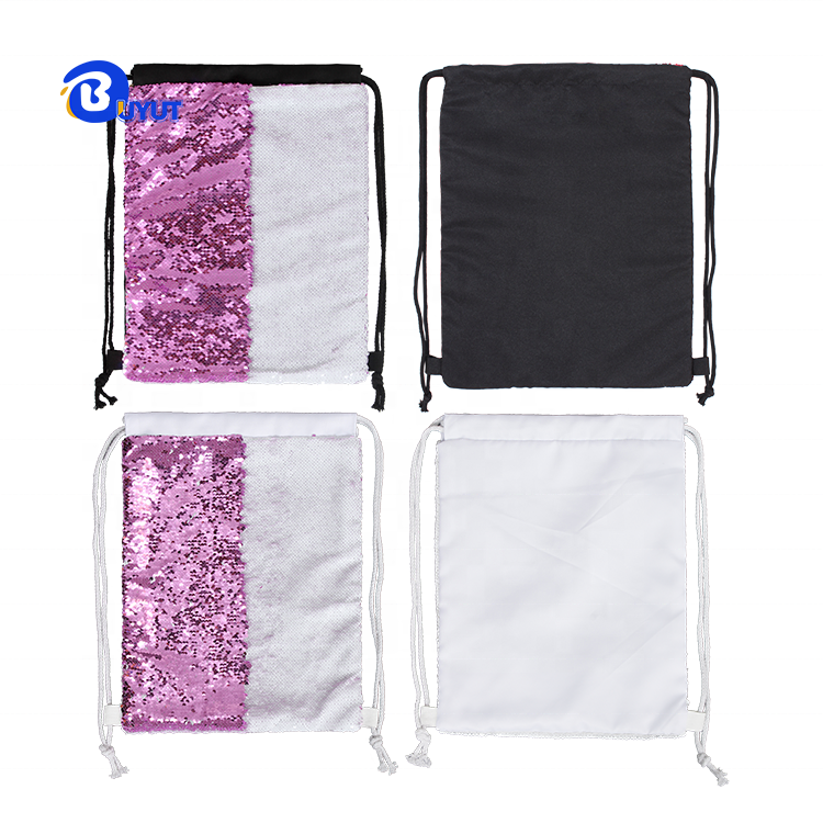 Wholesale Fashion Mermaid Sequin Drawstring Backpack Reversible Two Colors Sequin Drawstring Bags for Dye Sublimation