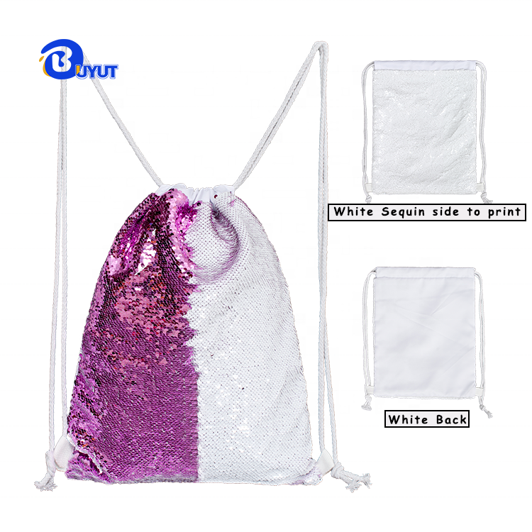 Wholesale Fashion Mermaid Sequin Drawstring Backpack Reversible Two Colors Sequin Drawstring Bags for Dye Sublimation