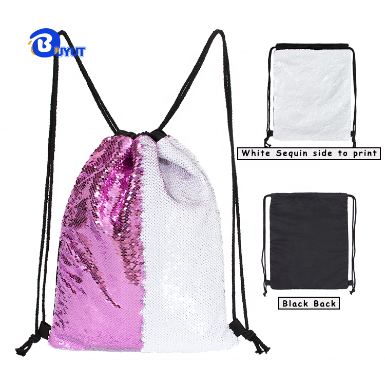 Wholesale Fashion Mermaid Sequin Drawstring Backpack Reversible Two Colors Sequin Drawstring Bags for Dye Sublimation