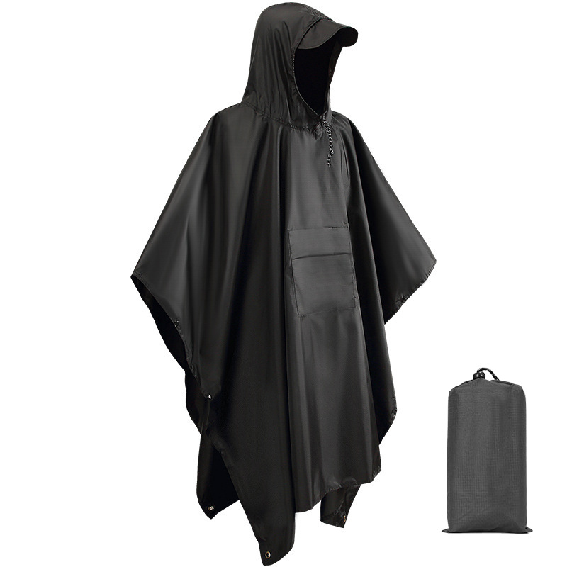 Fashion Outdoor Portable Light Polyester PU Coating Poncho Unisex Men Women Bike Rain Coat Hiking Climbing Travel Raincoat