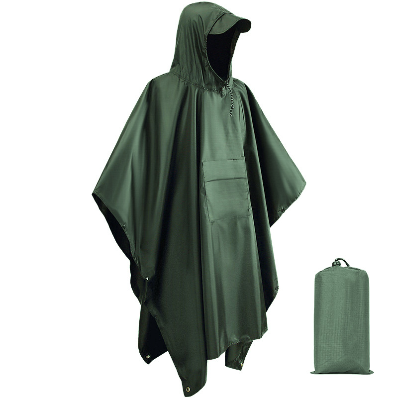 Fashion Outdoor Portable Light Polyester PU Coating Poncho Unisex Men Women Bike Rain Coat Hiking Climbing Travel Raincoat