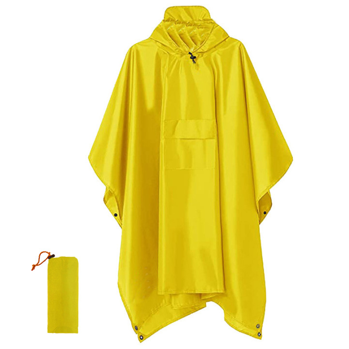 Fashion Outdoor Portable Light Polyester PU Coating Poncho Unisex Men Women Bike Rain Coat Hiking Climbing Travel Raincoat