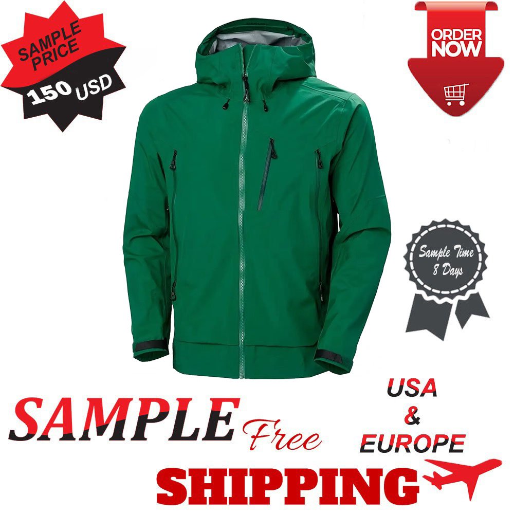 Men's Lightweight Wholesale Hooded Rain Jacket Waterproof Linen Shell Regular Length Hiking Outdoor Windbreaker Jacket