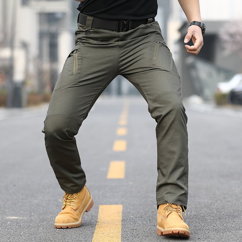 Men's Rib Stop Waterproof Fans Tactical Pants Combat Pants Hiking Hunting Multi Pockets Cargo Worker Pants