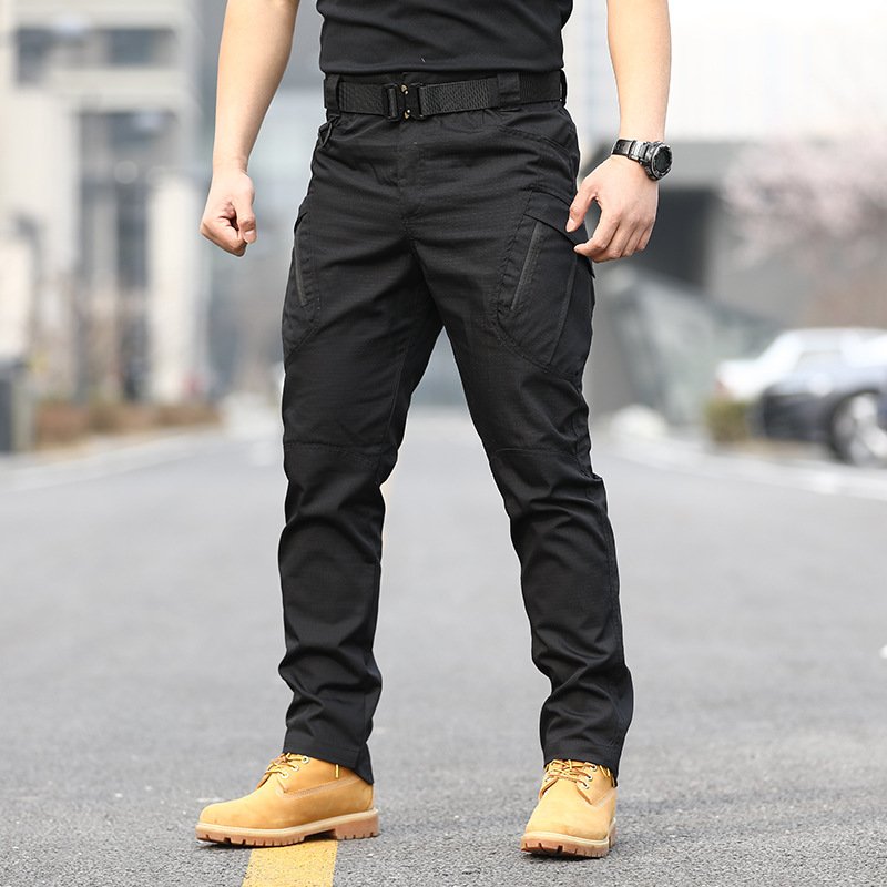 Men's Rib Stop Waterproof Fans Tactical Pants Combat Pants Hiking Hunting Multi Pockets Cargo Worker Pants
