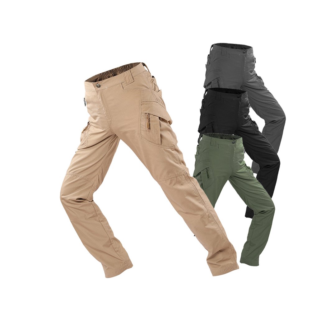 Men's Rib Stop Waterproof Fans Tactical Pants Combat Pants Hiking Hunting Multi Pockets Cargo Worker Pants