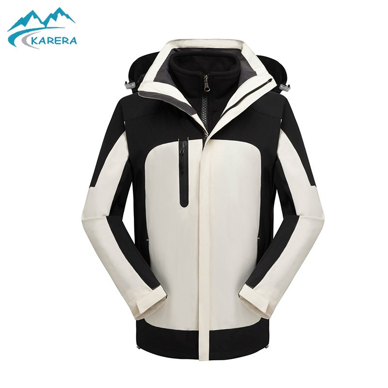 Outdoor fishing jacket winter windbreaker waterproof and windproof 3 in 1 hiking hoodie jacket