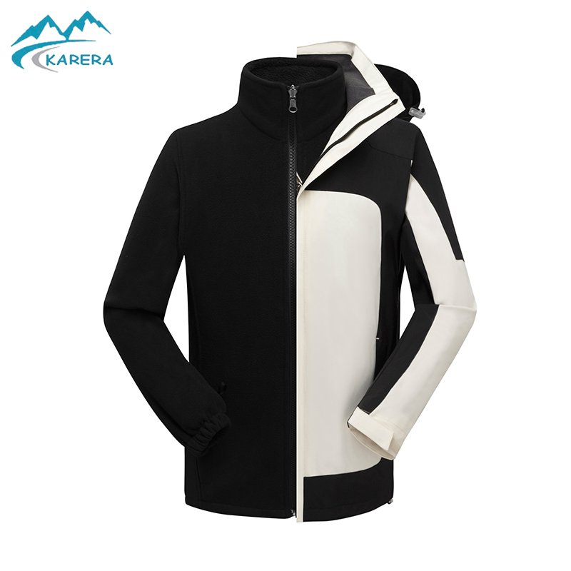 Outdoor fishing jacket winter windbreaker waterproof and windproof 3 in 1 hiking hoodie jacket