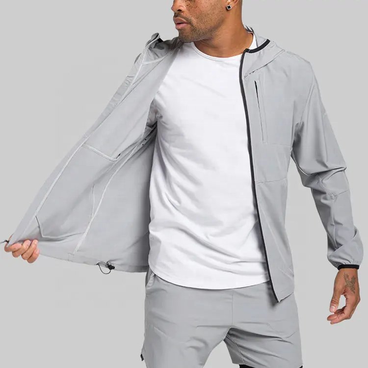 Custom 100% Polyester Outdoor Waterproof Hiking Jacket Man Running Wear Windproof Windbreaker Breathable Hooded Rain Jacket