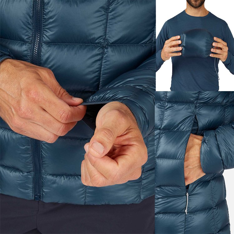 Xianghong CONMR premium hot sales winter clothing for outdoor trekking life men custom black shiny down puffer jacket