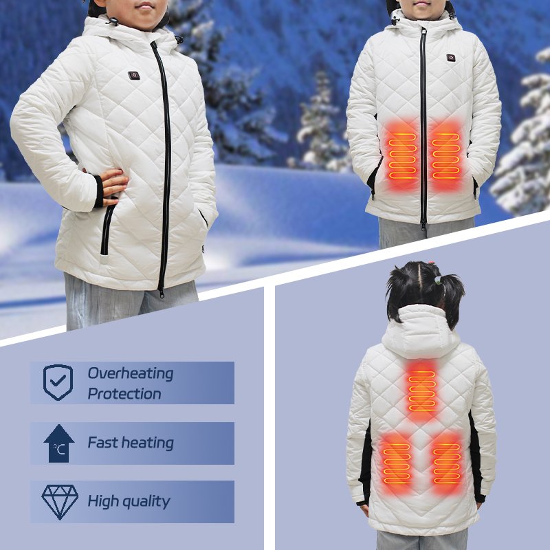 Intelligent 5V Electric Temperature Control Winter Warm Hooded Puffer Kid Heated Jacket for Men and Children Heated Clothing