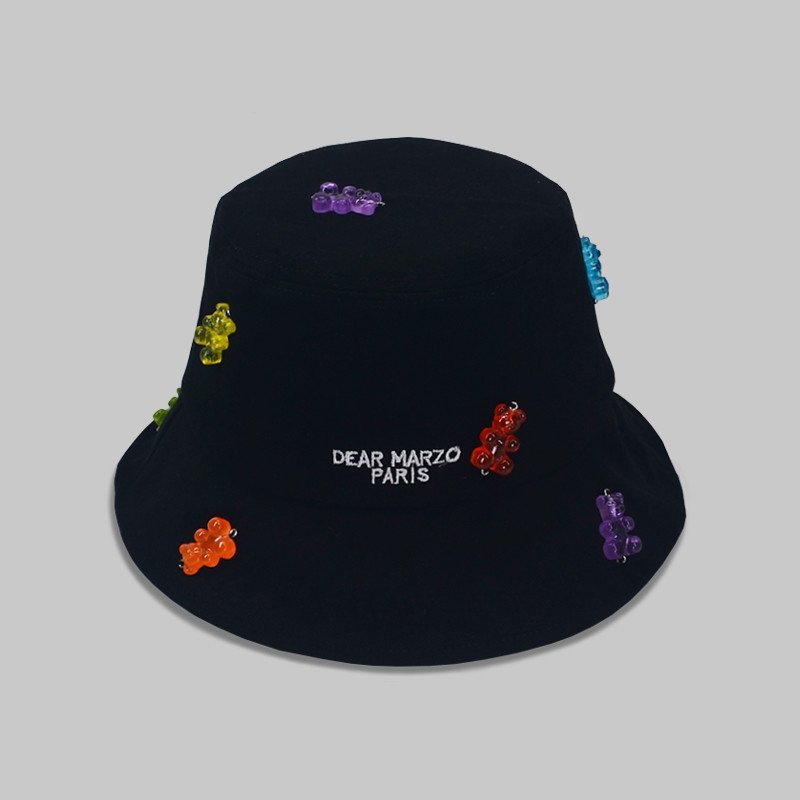 Wholesale summer fashion sunshade fisherman hat korea cute three-dimensional transparent silicone gummy bear bucket hat