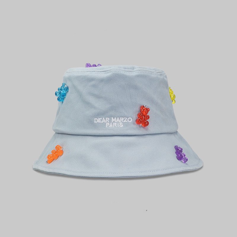 Wholesale summer fashion sunshade fisherman hat korea cute three-dimensional transparent silicone gummy bear bucket hat