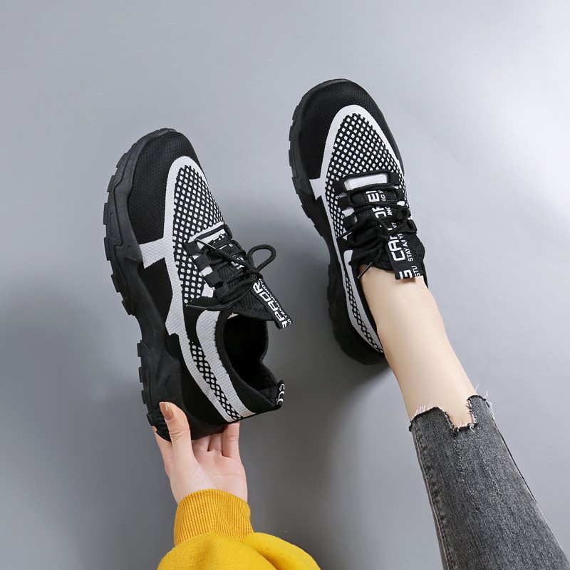 2024 Original women's brand new design casual shoes women's net surface breathable lightweight running thick sole sneakers