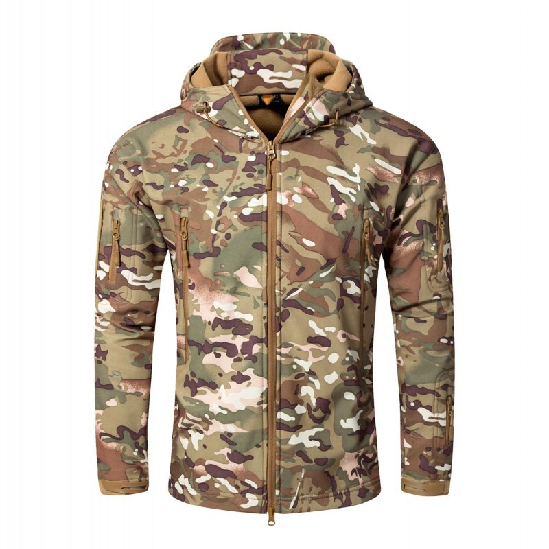 Men's Outdoor Tactical Jacket Camouflage Waterproof Softshell Hoody Hiking Camping Jacket Coat Cargoes Jacket