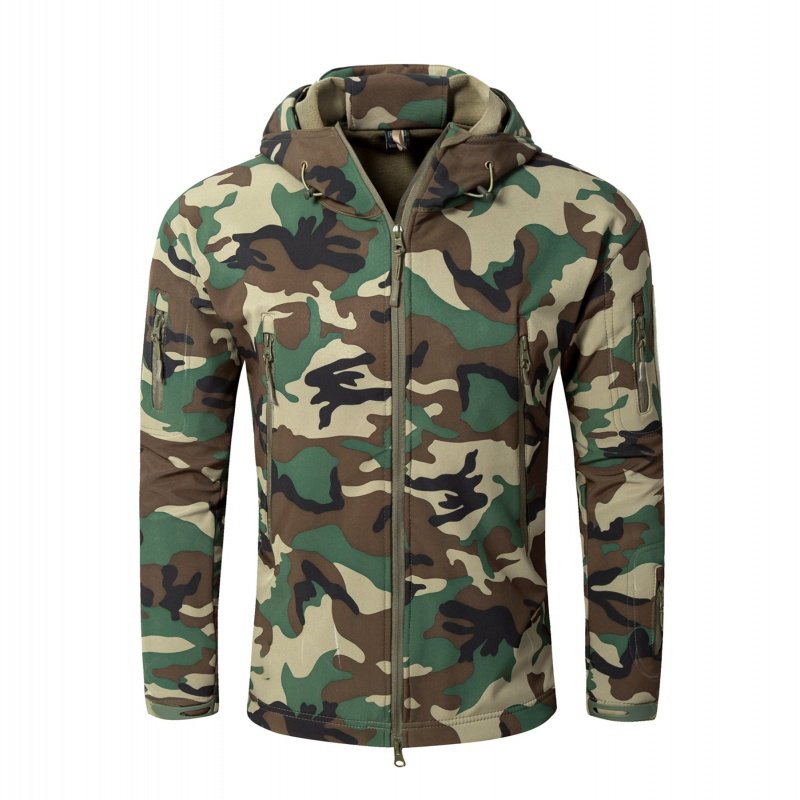 Men's Outdoor Tactical Jacket Camouflage Waterproof Softshell Hoody Hiking Camping Jacket Coat Cargoes Jacket