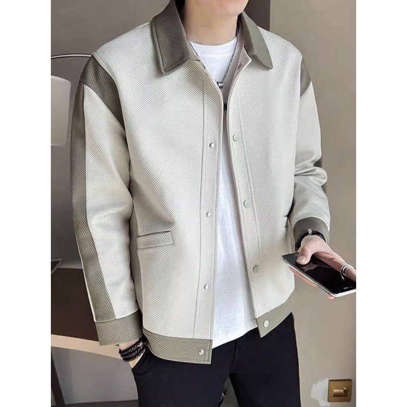 Matching color jacket jacket fashion brand men's design sense fashion casual everything handsome spring autumn men 2024