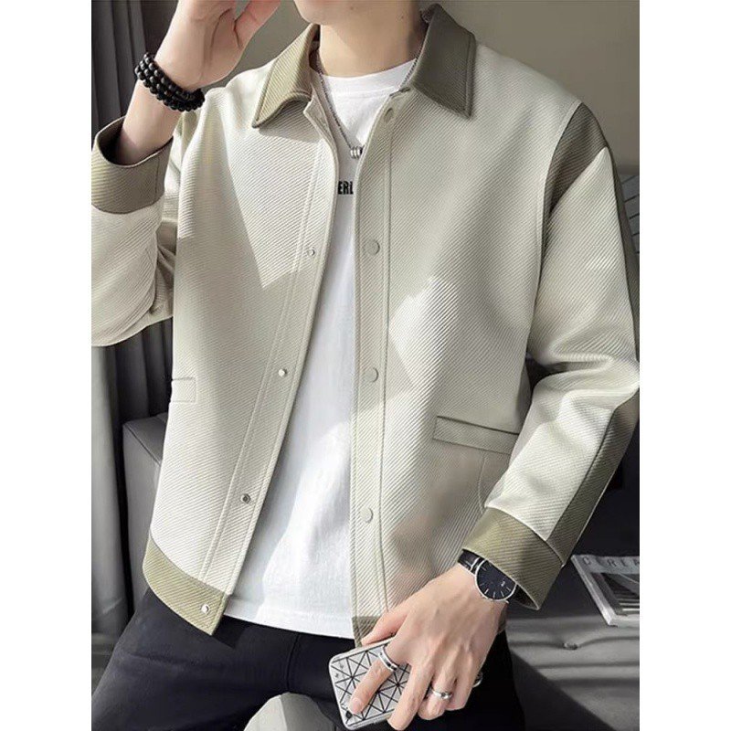 Matching color jacket jacket fashion brand men's design sense fashion casual everything handsome spring autumn men 2024