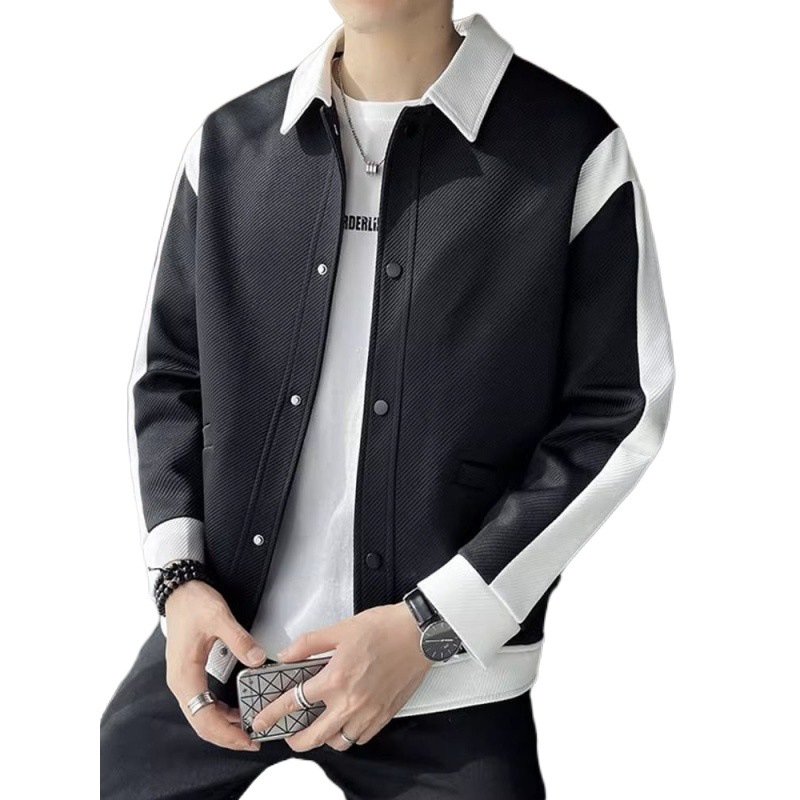 Matching color jacket jacket fashion brand men's design sense fashion casual everything handsome spring autumn men 2024