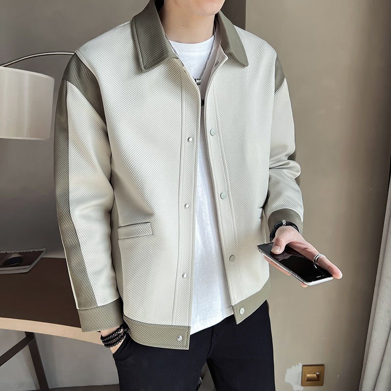 Matching color jacket jacket fashion brand men's design sense fashion casual everything handsome spring autumn men 2024
