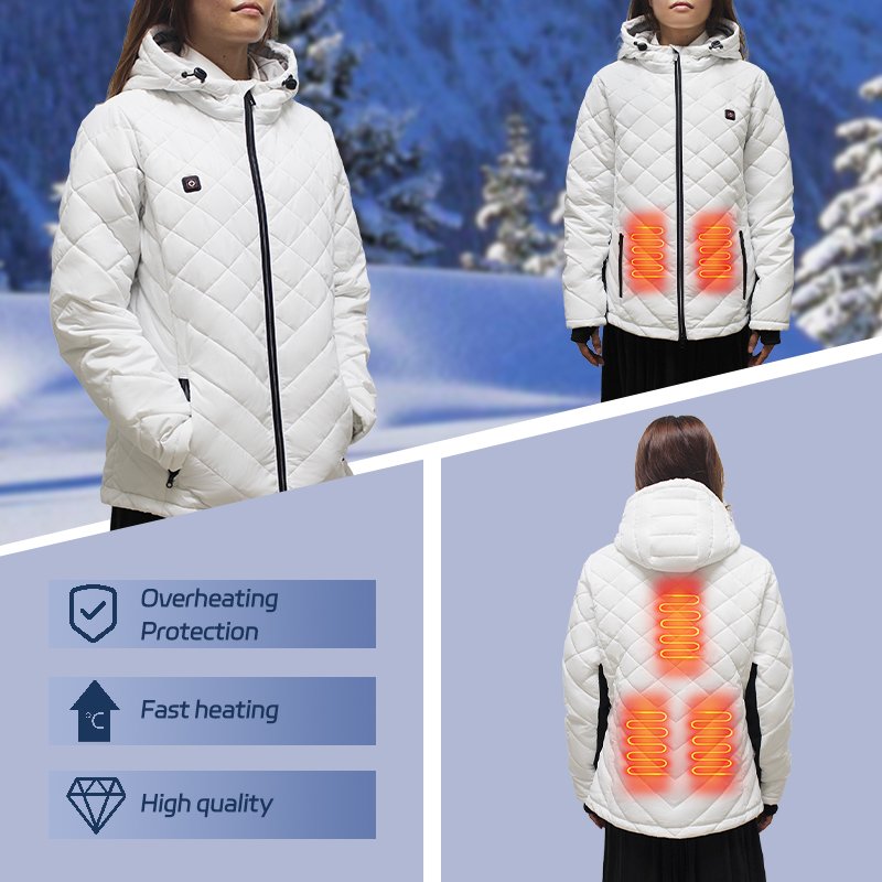 High Quality Custom Winter Jacket Women 5 Heating Zones USB Rechargeable Battery Waterproof Windproof Outdoor Heated Clothing